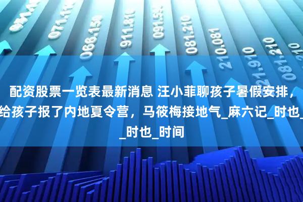 配资股票一览表最新消息 汪小菲聊孩子暑假安排，透露给孩子报了内地夏令营，马筱梅接地气_麻六记_时也_时间