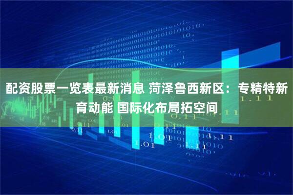 配资股票一览表最新消息 菏泽鲁西新区：专精特新育动能 国际化布局拓空间